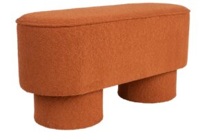 White Label Oranžov&aacute; boucl&eacute; lavice WLL MARCOS 93 cm