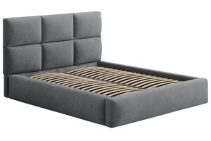 Windsor & Co &Scaron;ed&aacute; sametov&aacute; dvoulůžkov&aacute; postel Libera 160 x 200 cm s &uacute;ložn&yacute;m prostorem