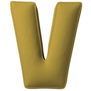 Yellow Tipi Olivově zelen&yacute; sametov&yacute; pol&scaron;t&aacute;ř p&iacute;smeno V 40 cm
