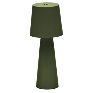 Zelen&aacute; kovov&aacute; zahradn&iacute; stoln&iacute; LED lampa Kave Home Arenys S