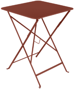 Zemitě červen&yacute; kovov&yacute; skl&aacute;dac&iacute; stůl Fermob Bistro 57 x 57 cm