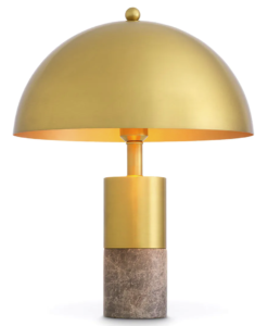 Zlat&aacute; kovov&aacute; stoln&iacute; lampa Eichholtz Gaio s mramorovou podstavou