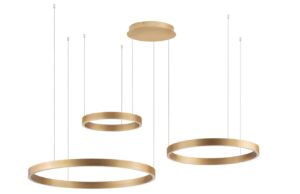 Zlat&eacute; kovov&eacute; z&aacute;věsn&eacute; LED světlo Nova Luce Elowen 148 cm
