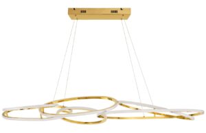 Zlat&eacute; kovov&eacute; z&aacute;věsn&eacute; LED světlo Nova Luce Nudos 150 cm