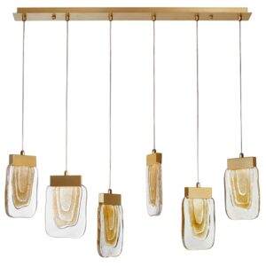 Zlat&eacute; skleněn&eacute; z&aacute;věsn&eacute; LED světlo Grani 98 cm