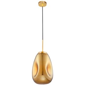 Zlat&eacute; skleněn&eacute; z&aacute;věsn&eacute; světlo Nova Luce Lava 22 cm