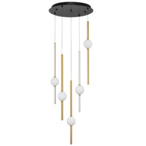 Zlat&eacute; z&aacute;věsn&eacute; LED světlo Nova Luce Acrobat 52 cm