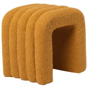 Žlut&yacute; boucl&eacute; taburet Somcasa Edy 42 x 42 cm