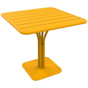 Žlut&yacute; kovov&yacute; stůl Fermob Luxembourg Pedestal 80 x 80 cm