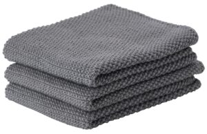 Zone Denmark Sada tř&iacute; &scaron;ed&yacute;ch bavlněn&yacute;ch utěrek 27 x 27 cm