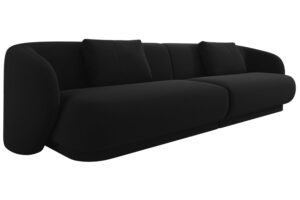 Cosmopolitan Design Čern&aacute; sametov&aacute; čtyřm&iacute;stn&aacute; pohovka Camden 304 cm