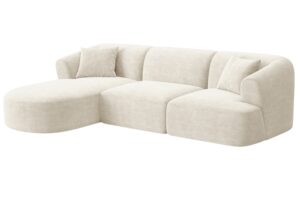 Cosmopolitan Design Kr&eacute;mově b&iacute;l&aacute; man&scaron;estrov&aacute; rohov&aacute; pohovka Campi 256 cm