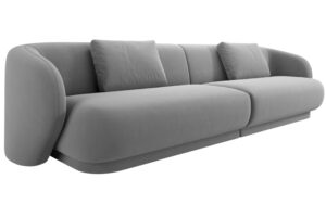 Cosmopolitan Design Světle &scaron;ed&aacute; sametov&aacute; čtyřm&iacute;stn&aacute; pohovka Camden 304 cm