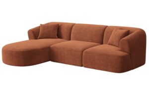 Cosmopolitan Design Terakotově oranžov&aacute; man&scaron;estrov&aacute; rohov&aacute; pohovka Campi 256 cm