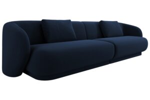 Cosmopolitan Design Tmavě modr&aacute; sametov&aacute; čtyřm&iacute;stn&aacute; pohovka Camden 304 cm