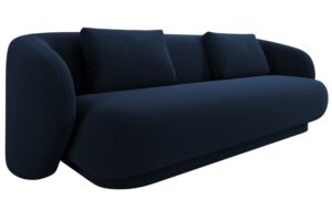 Cosmopolitan Design Tmavě modr&aacute; sametov&aacute; trojm&iacute;stn&aacute; pohovka Camden 204 cm