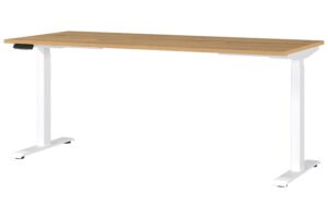 Germania B&iacute;l&yacute; v&yacute;&scaron;kově nastaviteln&yacute; pracovn&iacute; stůl Mailand 180 x 80 cm s dubov&yacute;m dekorem