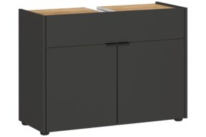 Germania Tmavě &scaron;ed&aacute; umyvadlov&aacute; skř&iacute;ňka Forano 80 x 34 cm s dubov&yacute;m dekorem