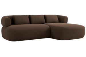 Windsor & Co Hněd&aacute; sametov&aacute; rohov&aacute; pohovka Aldrin 225 cm