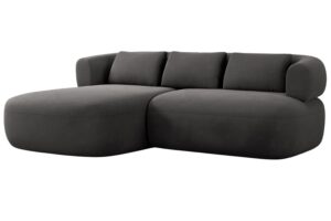 Windsor & Co Tmavě &scaron;ed&aacute; sametov&aacute; rohov&aacute; pohovka Aldrin 200 cm