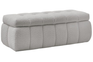 Bobochic Paris Světle &scaron;ed&aacute; boucl&eacute; lavice Mont-Blanc 144 cm s &uacute;ložn&yacute;m prostorem