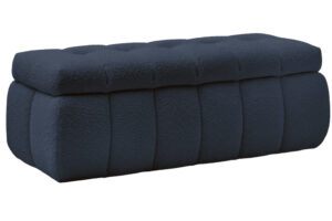 Bobochic Paris Tmavě modr&aacute; boucl&eacute; lavice Mont-Blanc 144 cm s &uacute;ložn&yacute;m prostorem