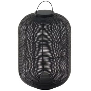 Kave Home Čern&aacute; zahradn&iacute; LED lampa z uměl&eacute;ho ratanu Saranella 55 cm