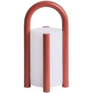 Kave Home Červen&aacute; přenosn&aacute; zahardn&iacute; lampa Leros 28 cm
