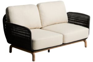 Kave Home Dřevěn&aacute; zahardn&iacute; pohovka Alipa 165 cm s tmavě &scaron;ed&yacute;m v&yacute;pletem