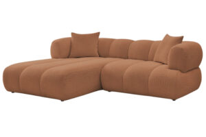 Bobochic Paris Terakotově oranžov&aacute; boucl&eacute; rohov&aacute; pohovka Pamira 253 cm