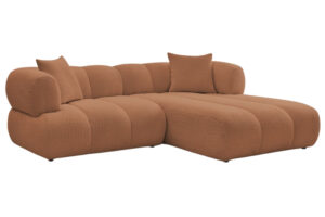 Bobochic Paris Terakotově oranžov&aacute; boucl&eacute; rohov&aacute; pohovka Pamira 253 cm