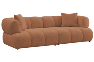 Bobochic Paris Terakotově oranžov&aacute; boucl&eacute; trojm&iacute;stn&aacute; pohovka Pamira 253 cm