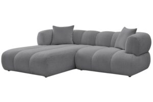 Bobochic Paris Tmavě &scaron;ed&aacute; boucl&eacute; rohov&aacute; pohovka Pamira 253 cm