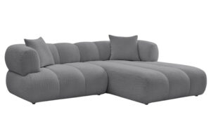 Bobochic Paris Tmavě &scaron;ed&aacute; boucl&eacute; rohov&aacute; pohovka Pamira 253 cm