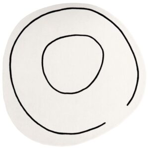 Fargotex B&iacute;lo-čern&yacute; vlněn&yacute; kulat&yacute; koberec Loop 250 cm