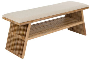 Housecraft Living Dřevěn&aacute; lavice Djia 134 cm s b&eacute;žov&yacute;m sed&aacute;kem