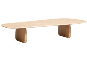 Kave Home B&eacute;žov&yacute; travertinov&yacute; konferenčn&iacute; stolek Pirita 147 x 65 cm