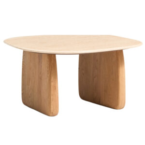 Kave Home B&eacute;žov&yacute; travertinov&yacute; odkl&aacute;dac&iacute; stolek Pirita 71 x 70 cm