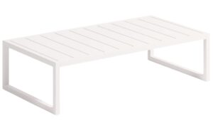 Kave Home B&iacute;l&yacute; kovov&yacute; zahradn&iacute; stolek Comova 114 x 60 cm