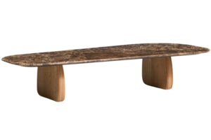 Kave Home Hněd&yacute; mramorov&yacute; konferenčn&iacute; stolek Pirita 147 x 65 cm