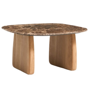 Kave Home Hněd&yacute; mramorov&yacute; odkl&aacute;dac&iacute; stolek Pirita 71 x 70 cm