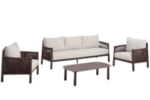 Kave Home Kr&eacute;movo-hněd&yacute; zahradn&iacute; set pohovky