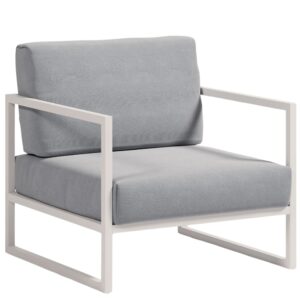 Kave Home Modro-b&iacute;l&eacute; zahradn&iacute; křeslo Comova