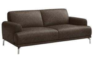 Mesonica Tmavě hněd&aacute; kožen&aacute; dvoum&iacute;stn&aacute; pohovka Puzo 170 cm