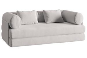 Micadoni Světle &scaron;ed&aacute; sametov&aacute; rozkl&aacute;dac&iacute; pohovka Dreamy 206 cm