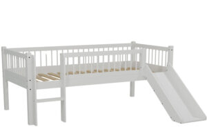 Vipack B&iacute;l&aacute; dřevěn&aacute; dětsk&aacute; postel se skluzavkou Forrest 90 x 200 cm