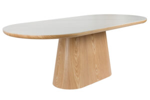 White Label Dubov&yacute; j&iacute;deln&iacute; stůl ALMIRA 180 x 90 cm s mramorov&yacute;m dekorem