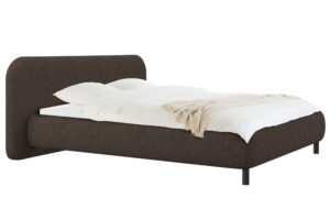 noo.ma Hněd&aacute; boucl&eacute; dvoulůžkov&aacute; postel Mumo 180 x 200 cm s &uacute;ložn&yacute;m prostorem