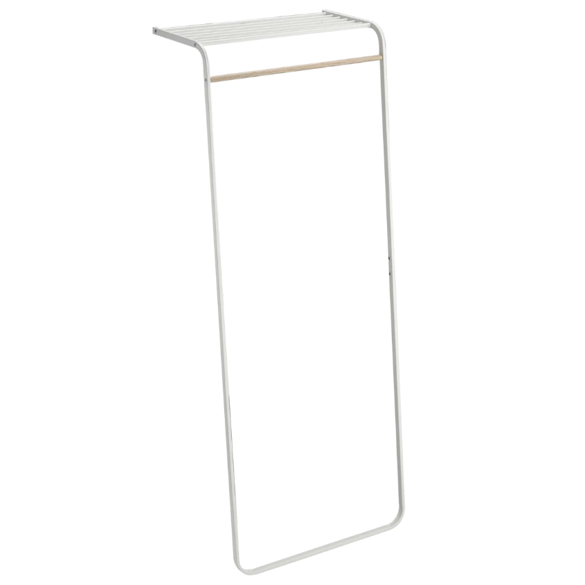 Bílý kovový stojací věšák s policí Yamazaki Tower 160 cm