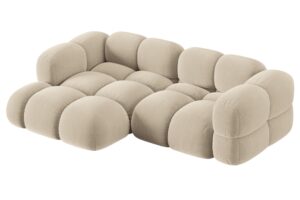 Cosmopolitan Design Světle b&eacute;žov&aacute; sametov&aacute; rohov&aacute; pohovka Loretto 250 cm